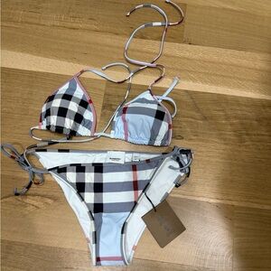 Burberry Checkered Bikini Set in light Blue
